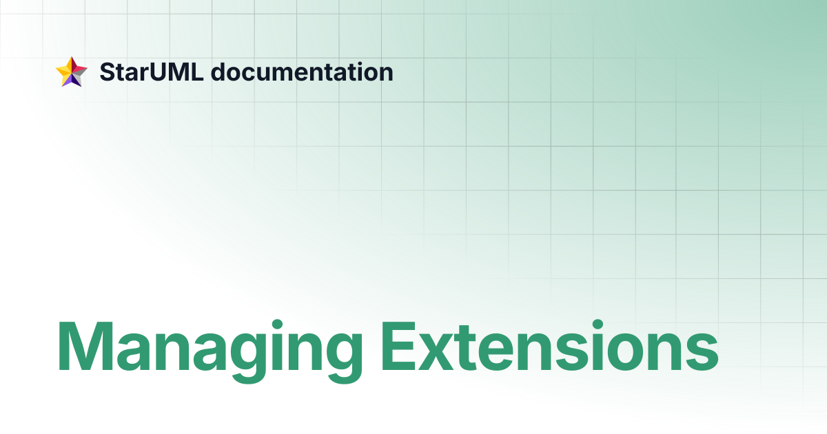 Managing Extensions | v5 | StarUML documentation